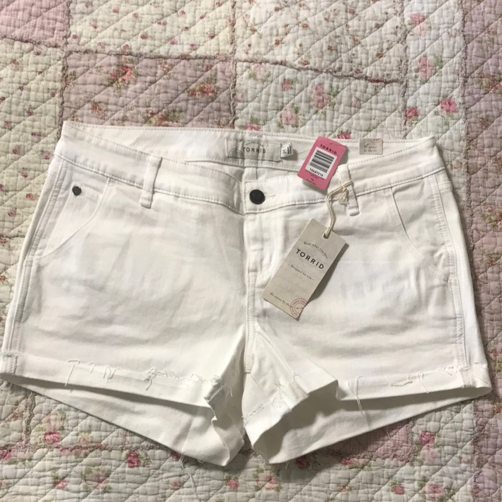Torrid White Cut Jean Shorts